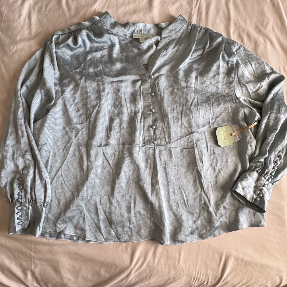 Ryegrass Slate Blue Textured Blouse